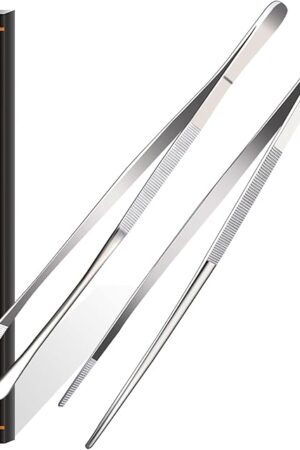 2 Pcs 12-Inch Fine Tweezer Tongs,Extra-Long Stainless Steel Tweezers Tongs