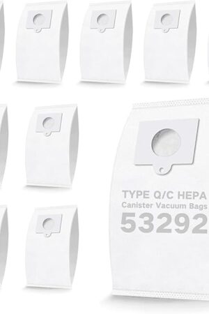 10 Pack 53292 Type Q/C Canister Vacuum Cleaner Bags for Kenmore 200/400/600/700/800 Series - Compatible with Models 81214/81614/81414/BC4002/81714 Replacement Vacuum Bags