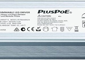 24V 60W Dimmable LED Driver, Universal Regulated 24v DC SCR dimmable Led Transformer Power Supply, 0-100% Dimming, Compatible with Lutron, Leviton Dimmers for LED Strip Lights