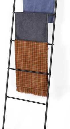 Blanket Ladder Towel Ladder for Bathroom Blanket Rack for Living Room Bathroom Laundry Room Black