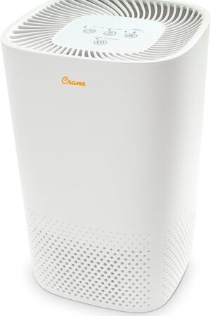 Crane Hepa Air Purifier with UV Light, for Home Bedroom, Hepa Filter, Sleep Mode, Timer, Model Ee-5067 (250 SQ. FT 1 Count (Pack of 1) White)