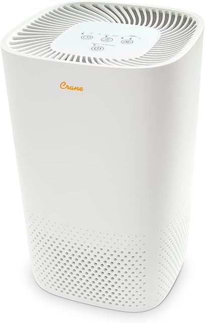 Crane Hepa Air Purifier with UV Light, for Home Bedroom, Hepa Filter, Sleep Mode, Timer, Model Ee-5067 (250 SQ. FT 1 Count (Pack of 1) White)