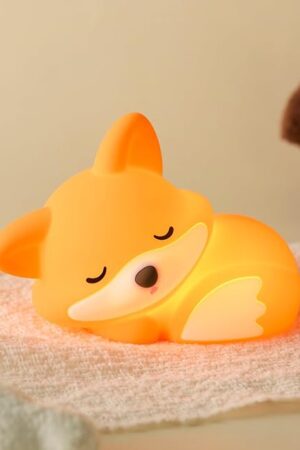 Cute Fox Night Light, Animal Lamp, Food Grade Silicone, Rechargeable, 2 Level Dimmable, Squishy Nursery Nightlight for Desk Decor, Funny Gifts Stuff for Boys Girls Baby, White Elephant Gifts