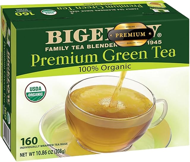 Beglows Premium Organic Green Tea 160 ct. Individually Wrapped Tea Bags - Organic Green Tea Bags