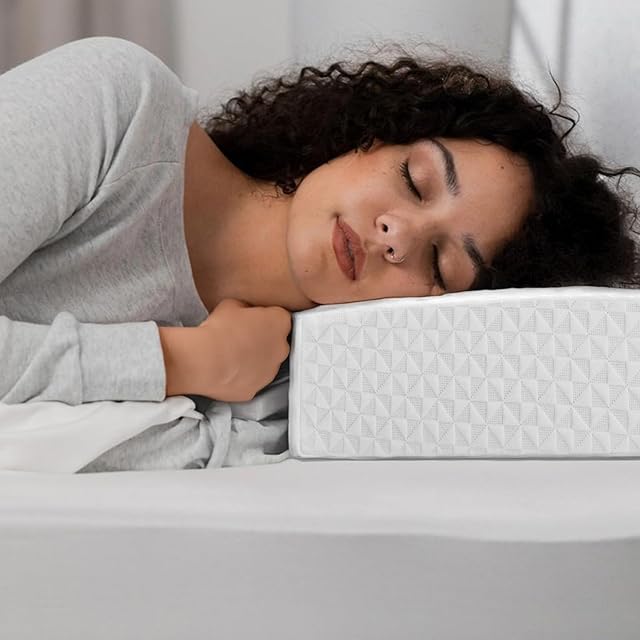 Cube Pillow Pro for Side Sleepers Memory Foam Bed Pillow Soft Pillow Supportive Head, Neck, and Shoulder Pain Relief, White-24"x12"x5"