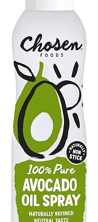 Chosen Foods 100% Pure Avocado Oil Spray 4.7 oz (1 Pack), Non-GMO, 500°F Smoke Point, Propellant-Free, Air Pressure Only for High-Heat Cooking, Baking and Frying