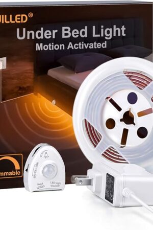 WILLED Under Bed Lights, Dimmable Motion Activated Led Light Strip, Under Bed Lighting with Motion Sensor and Power Adapter, Soft Warm Glow LED Lights for Bedroom, Crib, Cabinet and Bathroom
