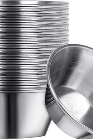 Artcome 18 Pack Stainless Steel Condiment Sauce Cups Great for Dipping and Portion Cups, 1.5 oz
