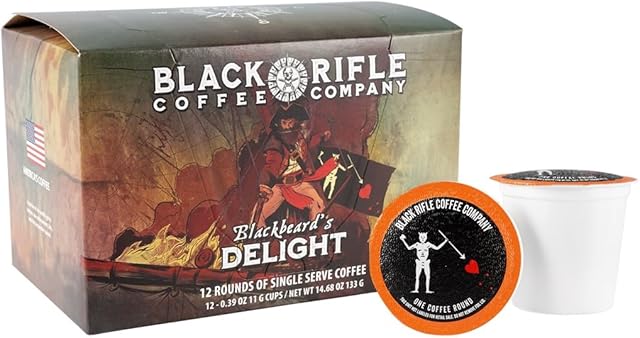Black Rifle Coffee Company Blackbeard's Delight, Dark Roast Coffee Pods, 12 Single Serve Coffee Pods