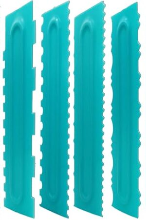 Cake Scraper set of 8 Pack Cake Edge Tools Decorating Icing Smoother Comb,Plastic Sawtooth Decorating Mousse Butter Cream Polisher-16 Design Textures-Blue
