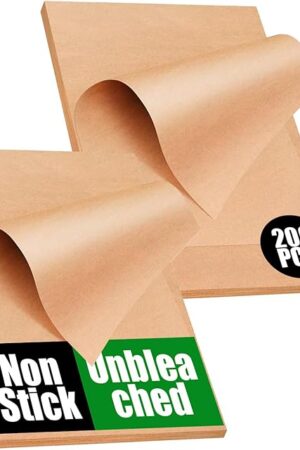 200 PCS Unbleached Parchment Paper Sheets for Baking 12x16 Inches, Non-Stick and Non-Toxic Pre-cut Parchment Sheets for Oven, Cooking, Grilling, Air Fryer and Steaming - Fit for Half Sheet Pans