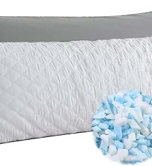 WhatsBedding Memory Foam Body Pillow with Removable Pillowcase-Fluffy Body Pillows for Adults -Large Long Bed Pillows for Sleeping - 20x54 inch, White