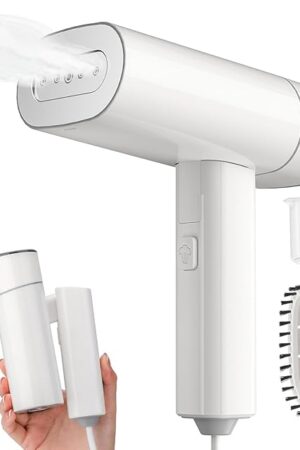 Clothes Steamer, Yabano Foldable 1200W Travel Garment Steamer Iron for Clothes with 140ml Tank for Home, Office and Travel, Handheld Fabric Steamer (White)