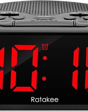 Digital Alarm Clock Radio for Bedroom with AM/FM Radio, Earphone Port, Easy to Read 1.4? LED Digits, Presets, Sleep Timer, Dimmer, Snooze and Battery Backup