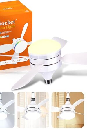 19" Socket Fan Light Screw Ceiling Fan Light 3000K-6500K Small Fan Light Bulb