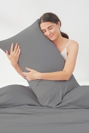 Cozy Bliss Cooling Pillow Cases for Hot Sleepers, Q-Max>0.4, Queen Size Set of 2, Pillowcases for Hair and Skin, Soft & Silky Pillow Covers with Envelope Closure,Gift, Dark Grey, 20x30 Inches