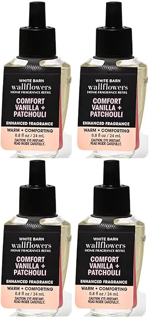 Bath & Body Works Comfort Vanilla Patchouli WallFlowers Fragrance Refill 0.8 Oz 4 Pack (Comfort Patchouli) 3.2 Fl Oz