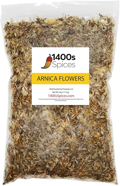 4oz Arnica Flowers Dried Leaves, Arnica Hierba, Arnica Flowers Herbal Tea by 1400s Spices