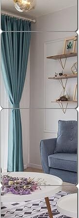 Wall Mirror Full Length, on Door Mirrors, Cheap Mirror Acrylic, shatterproof Gym Mirrors for Home Gym, 8"X8"-4 Pcs, Workout Non Glass Mirrors for Bedroom, Over Door Mirror Kids