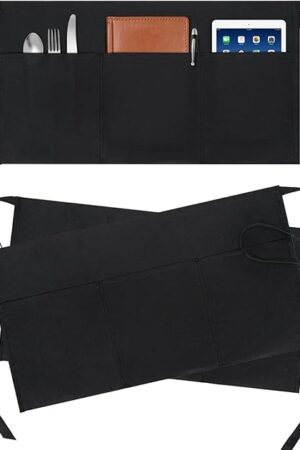 BOHARERS 3 Pack Server Aprons With 3 Pockets, Oil & Waterproof Waitress Waiter Short Half Waist Apron