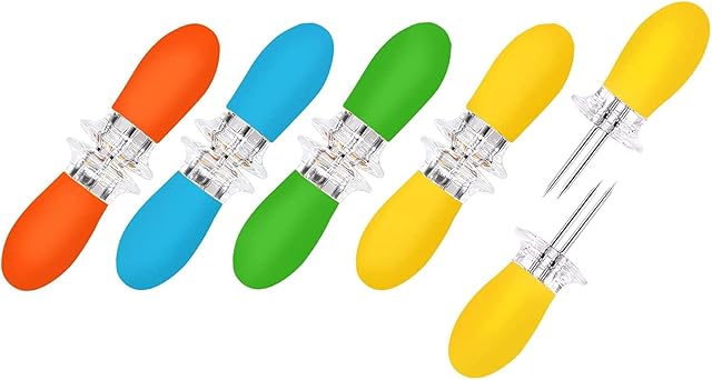 Corn Holders, AUGSUN 10Pcs/5 Pairs Corn Cob Holders Stainless Steel Corn on The Cob Holders BBQ Fork Skewers for Home Cooking Parties Camping