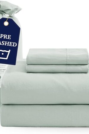 Casa Platino King Size Bed Sheet Set – 4 Piece Set, Pre-Washed Ultra Soft Fabric, Deep Pocket Sheets for 15? Mattress, Brushed Microfiber Bedding, Fade Resistant & Breathable - Mineral