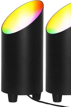 2 Pack Floor Can Light 7W RGBW Color Changing Up Lights Indoor Spotlights with 2.4G Wireless Touch Remote Control,COB-Encapsulated LED Chips, Uplighting Indoor for Plant Backdrop Artwork Mural