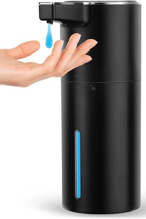 Automatic Soap Dispenser Liquid for Bathroom: 14 OZ Wall Touchless - Plastic Black 4-Level Adjustable Modern Auto Electric Soap Dispenser - Kitchen Hand Dish Lotion Kids Family