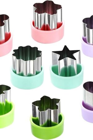 Vegetable Cutter Shapes Set (8 Pack) – 1.5" Stainless Steel Mini Cookie & Fruit Cutters for Kids, Bento Lunch, Sandwich, Fondant, Cheese, Baking & Food Prep