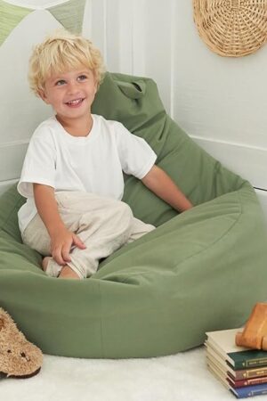 ZICOTO Stuffed Animal Storage Bean Bag Chair Cover for Kids - Easily Turn Plushie Toys into a Comfy Toddler Chair - Durable Lounge Stuffie Bag for Playroom, Living Room or Nursery Decor - Cover Only