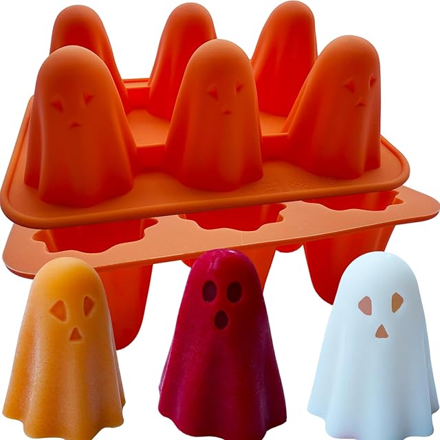 2 Packs Ghost Silicone Mold, Halloween Silicone Molds 3D Ghost Chocolate Candy Molds Ghost Jello Mold Ice cubes Moulds Ghost Baking Mold for Halloween Party Pudding Soap Candle Cake Decorations