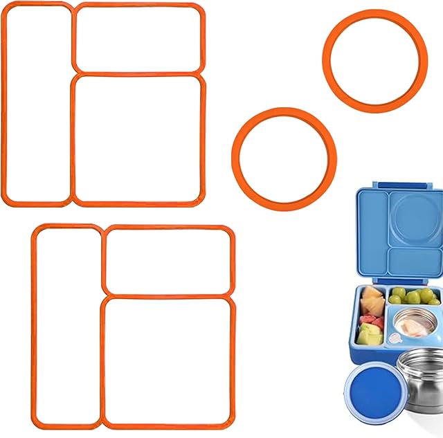 4 pack Lid Seal Gasket For OmieBox,Fit Seal Replacement for Kids Bento Box,Made from Food-Safe Silicone Rubber,Essential Lunch Bento Box Accessories for Kids,Ensures Leak-Proof Freshness(Orange)