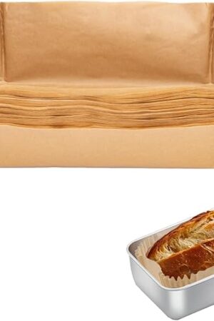 100 Pcs Loaf Pan Liners for Baking Bread 9x5 Inch, Non-Stick Pre Formed Parchment Paper for Bread Pan, Ideal Disposable Loaf Breads Liners for Baking Toast, Cakes, Banana Breads, Brown