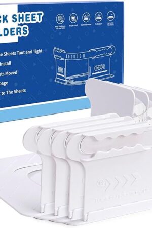 Bed Sheet Holders with Lock, Bed Sheet Straps Keep Firm & Tight in Place, Open Corner Design for Fit Various Mattresses, No Longer Loose for Wrinkle Bed Sheet