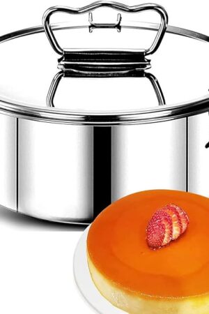 304 Stainless Steel Flan Pan for Flan Mold with Lid Flanera Flan Mold Pan 1.5 QT Capacity Flanera Original Flan Mold Flan Maker for Making Cupcakes Pudding (Style 1)