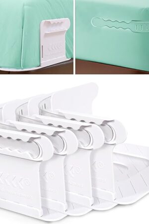 Bed Sheet Holders with Lock Strips, Fitted Sheet Holders for Corners, Sheet Locks Fitted All Mattress, Keep Sheets in Place Firm & Tight, No More Loose Sheets, Easy Installation