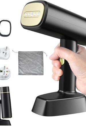 Dual Voltage(100~250V) Travel Steamer for Clothes Portable Mini with European Plug Adapter for International Travel, Europe Travel Essentials for Women, European Travel Must Haves