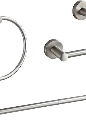 BGL Bathroom Accessory Set Brushed Nickel 4-Pieces Bathroom Towel Rack 24 Inches Adjustable Bathroom Hardware Set