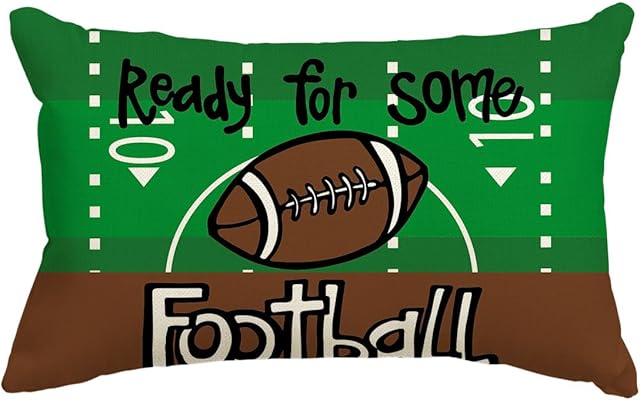 AVOIN colorlife Ready for Some Football Throw Pillow Cover, 12 x 20 Inch American Football Game Cushion Case Decoration for Sofa Couch