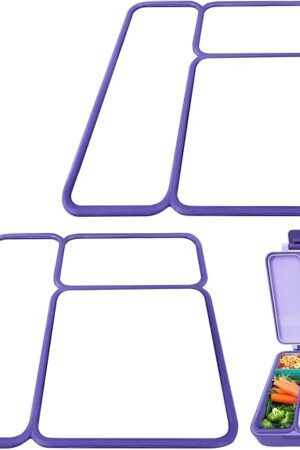 [2 Pack] Lid Seal Gasket For OmieBox - Exact Fit Replacement Part For Kids Bento Lunch Box With Insulated Food Container - 100% Food-Safe Silicone Rubber (Purple) - Lunch Box NOT Included