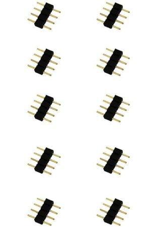 20pcs 4 Pin LED Strip Connector Male to Male Adapter Plug for SMD 5050 3528 2835 RGB LED Strip TV Backlight LED Tape Flexible Ribbon Rope Light Controller Connector, Black