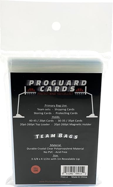 The 100 Team Bags for Team Sets, Fits up to 35 Cards | Suitable for Top Loaders & Magnetic Mold Holders up to 260pt