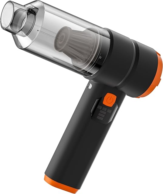 Car Vacuum Portable Cordless, Handheld Vacuum Cordless with 30000PA Suction, 130000RPM, 6800mAh Battery, 10 Nozzles, Rubber Paint Material for Car, Home, Pet Cleaning(Deep Black )