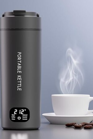 Dual Voltage Portable Electric Kettle Travel Hot Water for Tea,Coffee, 6 Temperature Controls and LCD Display, 316 Stainless Steel and Large Capacity 450ml, Auto Shut Off&Boil Dry Protection