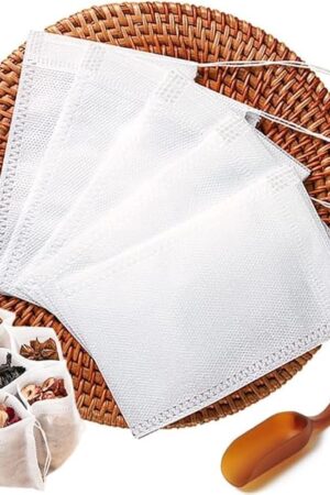 200pcs Disposable Tea Bags for Loose Leaf Tea, Tea Filter Bags with Free Tea Spoon for Loose Tea Loose Leaf Tea, Coffee, Spice, Herbs (QS53)