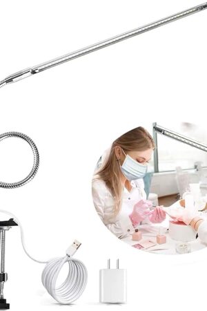 Desk Light with Clamp, USB LED 8W Clip Nail Desk Lamp Eye Care Flexible Gooseneck 360° Clamp Light for Manicure Reading Eyebrow Office Tattoo