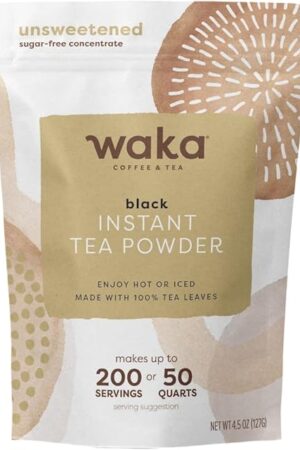 Waka Instant Black Tea Mix, Classic - 100% Tea Leaves, No Additives | Makes 50 Quarts/200 Cups | Easy Hot or Iced Teas | Unsweetened Tea Powder | 4.5oz Package