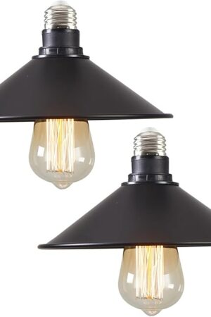 2-Pack E26 to E26 Screw-in Industrial Style Ceiling Lights Fixture, Matte Black Farmhouse Light Fixtures for Kitchen, Laundry Room, Entryway, Hallway