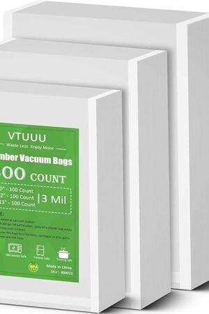 Chamber Vacuum Sealer Bags 300 Count 6" x 10" 8" x 12" 10" x 13" For 3-Mil Vacuum Chamber Bags Pre-Cut Chamber Vacuum Bags- BPA-Free -Heavy Duty Chamber Machine Pouches
