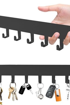 2 Pack Key Holder for Wall, Key Hooks with 8 Hooks, No Drilling Required, Self-Adhesive Key Holder, Hallway Wall Mount Keychain, Key Holder Wall Mount for Corridor, Living Room (Grey)